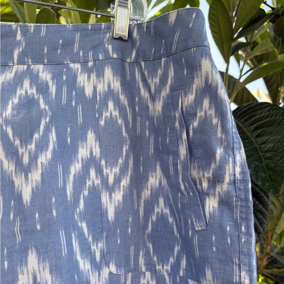Chico's 100% Linen Blue Ikat Print Lightweight Cropped Wide Leg Pants Size 16 - Picture 4 of 9